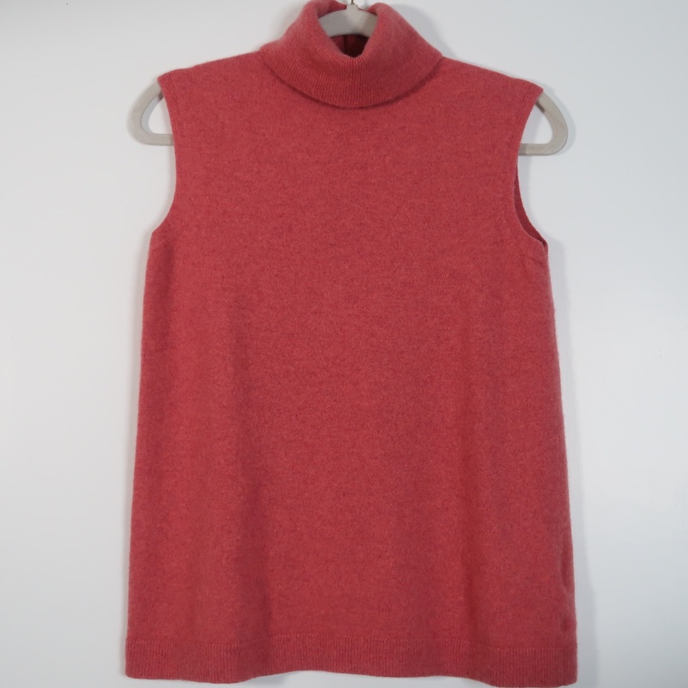 LAFAYETTE 148 Blush Pink Cashmere Sleeveless Turtleneck Sweater